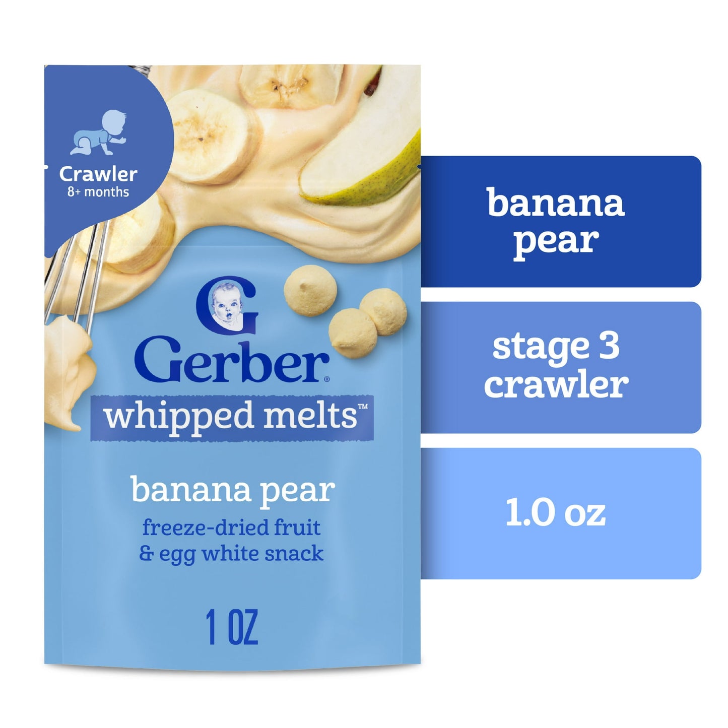 whipped melts banana pear snack package on a white background