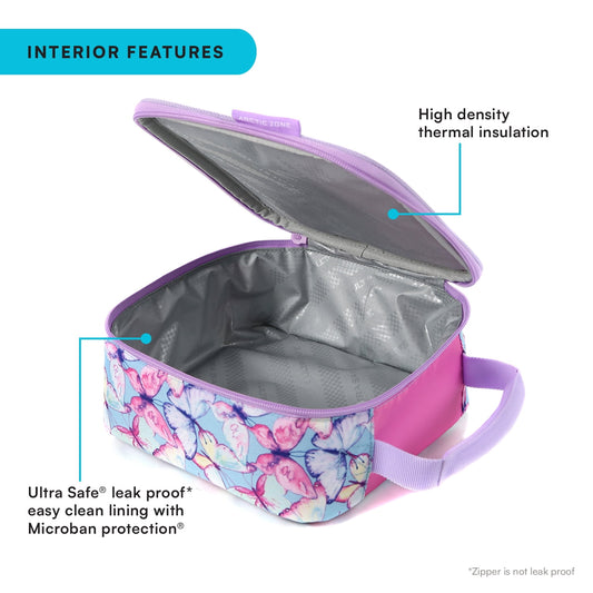 Arctic Zone Lunch Box Combo with Thermal Insulation, Watercolor Butterflies