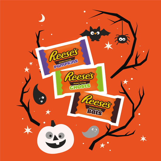 Reese's Assorted Milk Chocolate Snack Size Peanut Butter Shapes Halloween Candy, Jumbo Bag 14.4 oz