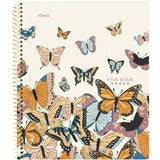 Five Star Butterflies 1 Subject Wide Ruled Notebook Plus Study App, 8" x 10.5", Flutter Fade, Poly, Spiral, 80 Sheets