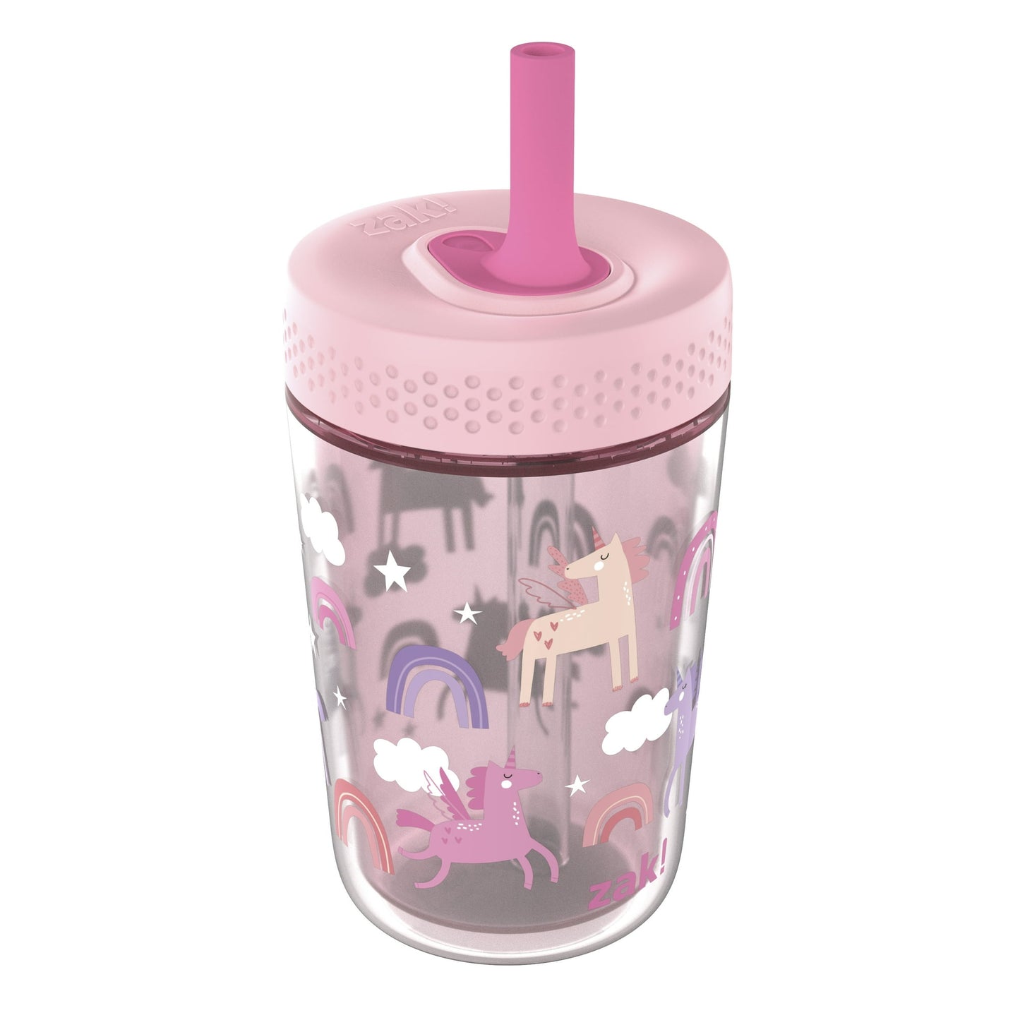 Zak Designs 12oz Kids Straw Tumbler, Double Wall Durable Plastic Tumbler with Silicone Straw Utilizing Leak-Proof Valve, Travel Straw Tumbler