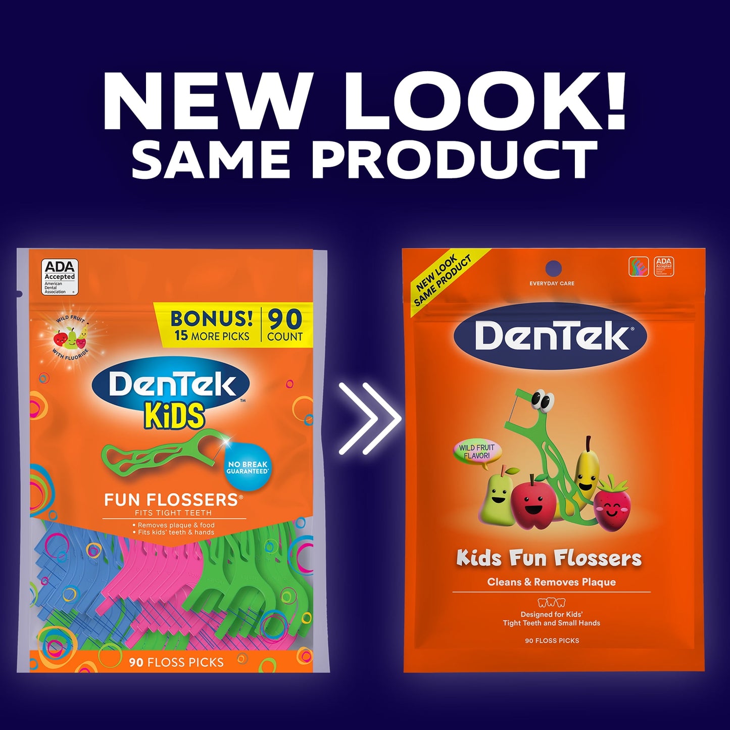 DenTek Kids Fun Flossers, Floss Picks, Removes Food  Plaque, 90 Count