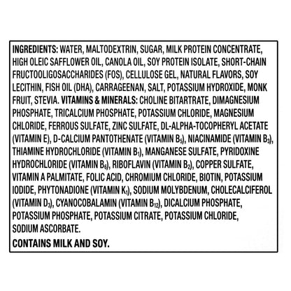 White background with a black text box listing ingredients and allergen information
