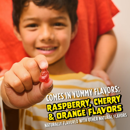 Image showing a boy with text below about a Daily wellness supplement product for kids