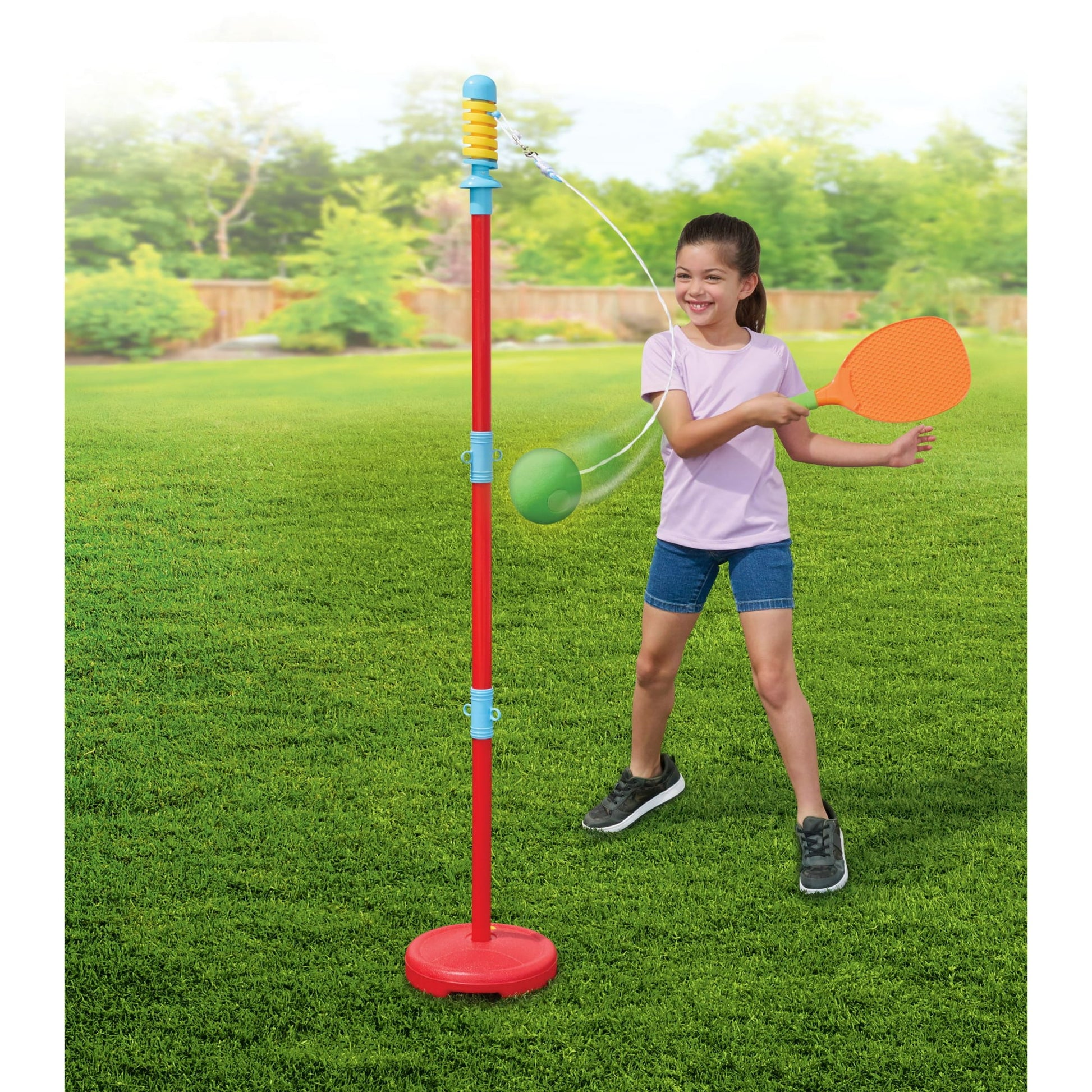 Colorful kids outdoor play equipment for active backyard fun and physical play for toddlers and young children.