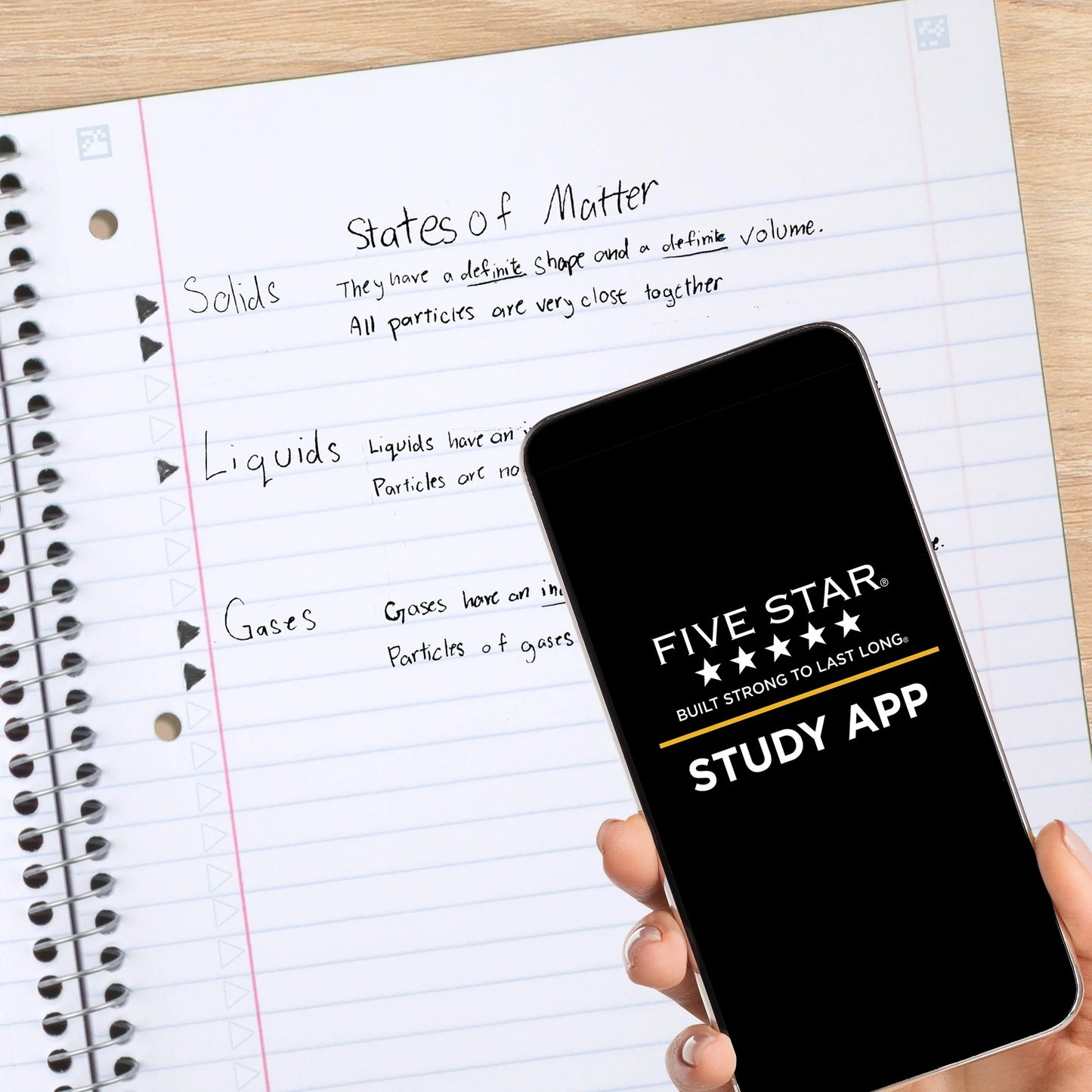 Five Star Spiral Notebook + Study App, 5 Subject, Wide Ruled, 8" x 10.5"