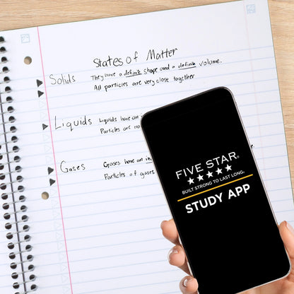 Five Star Spiral Notebook + Study App, 5 Subject, Wide Ruled, 8" x 10.5"