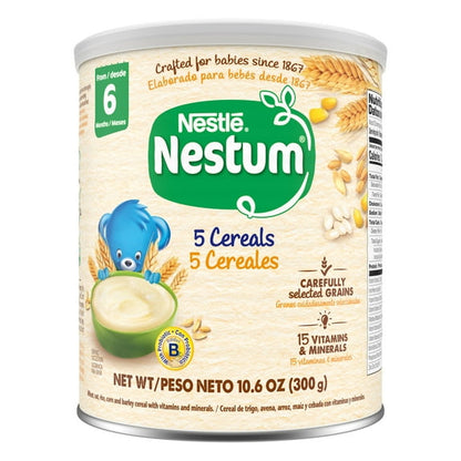 Nestlé Nestum Stage 2 Baby Cereal, 5 Cereals, 10.6 Ounce Canister(2 pack)