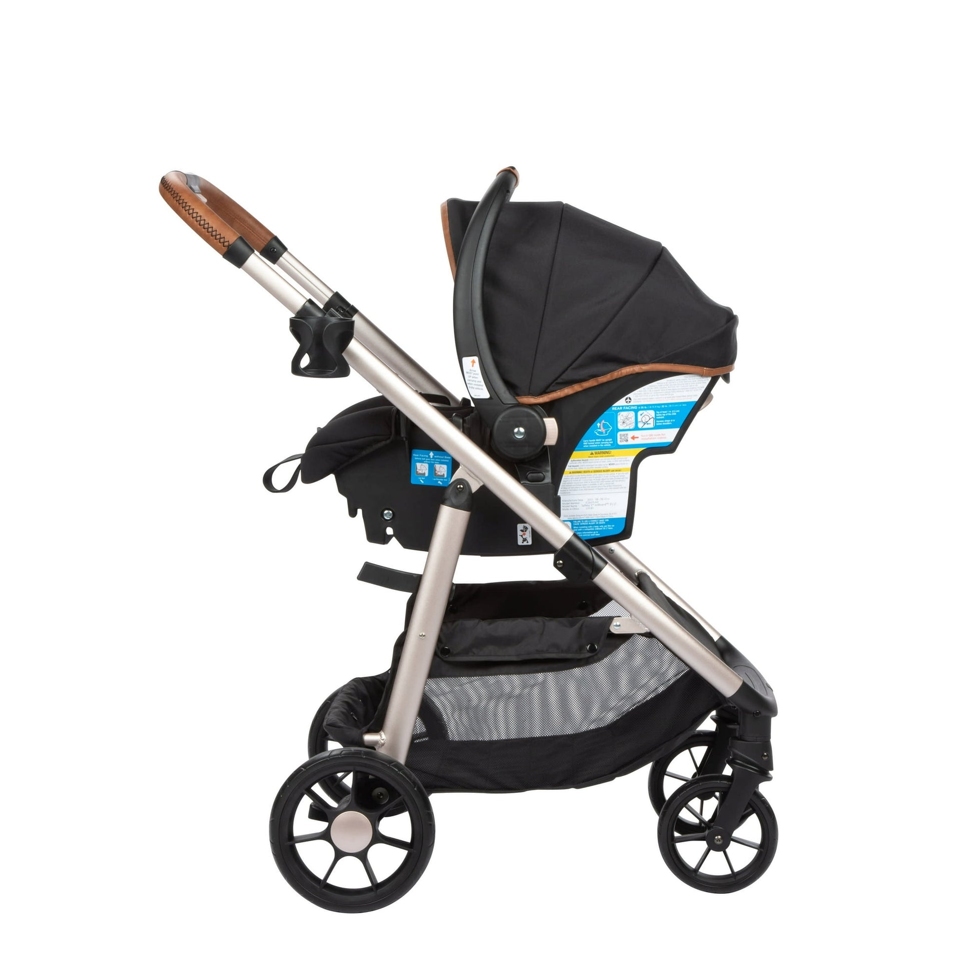 Image displaying a baby stroller with text about it's details