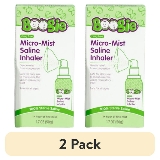 Boogie Sterile and Drug-Free Micro-Mist Saline Inhaler for Congestion Relief