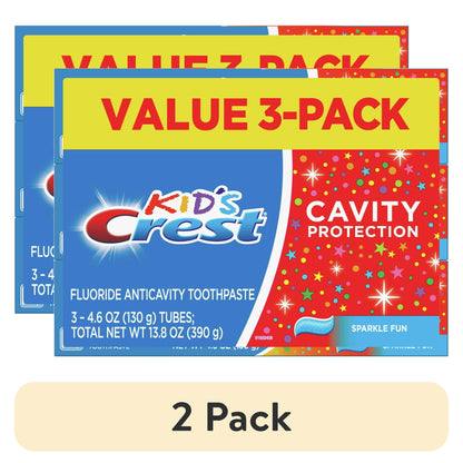 Crest Kids Cavity Protection Toothpaste, Sparkle Fun Flavor, 4.6 oz Triple Pack, For Ages 3+