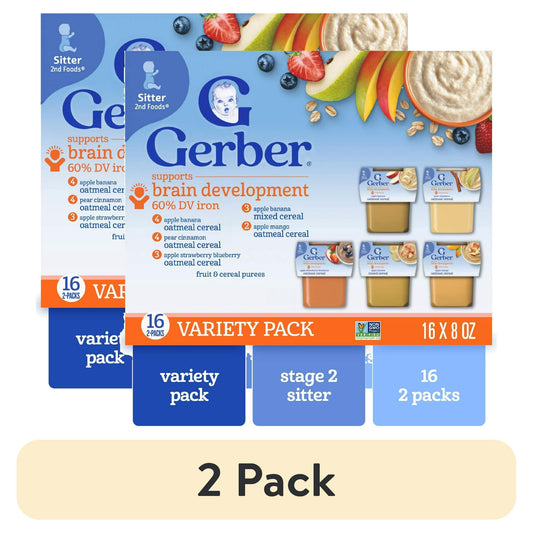 Gerber 2nd Foods Fruit & Cereal Puree Favorites Baby Food, Variety Pack, 4 oz Tubs