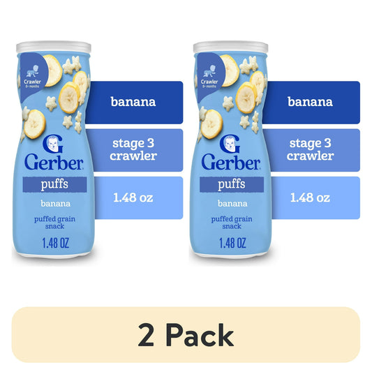 Gerber Stage 3 Baby Snacks, Banana Puffs, Puffed Grain Snack, Baby Led Feeding 1.48 oz