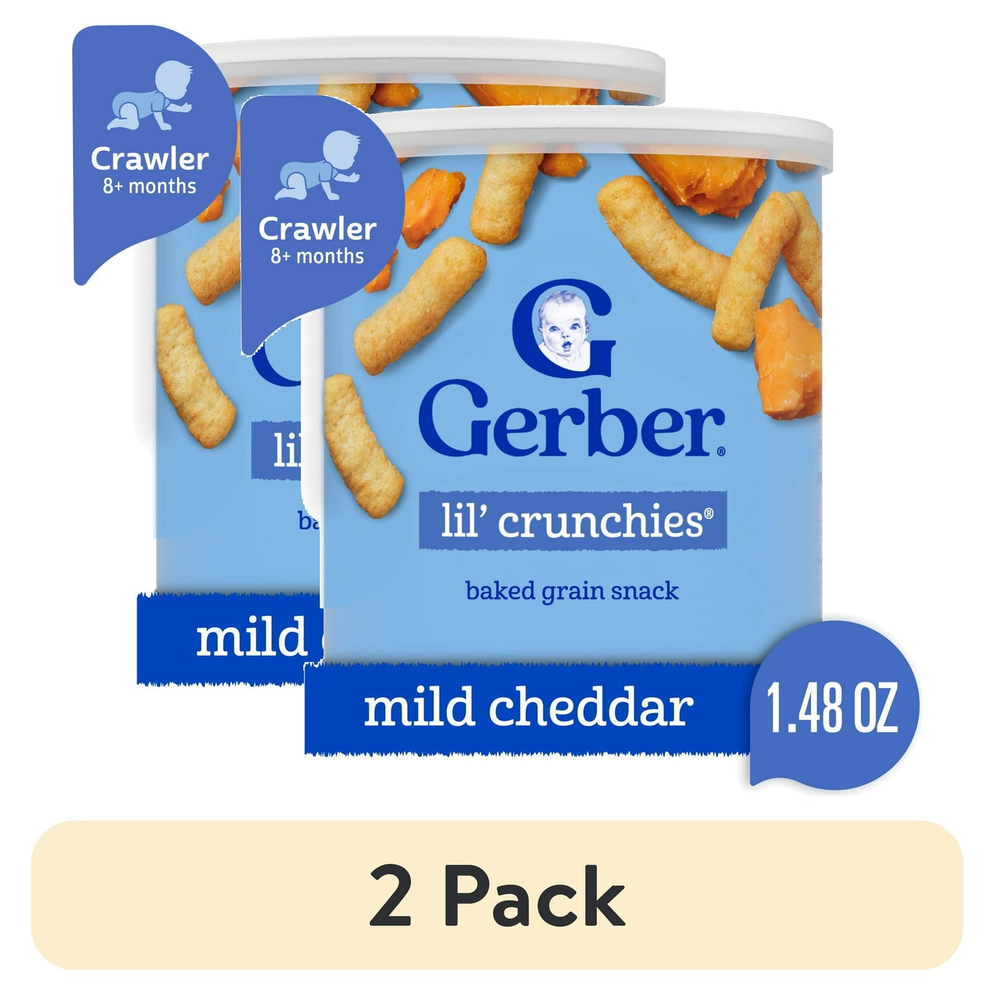 Gerber Stage 3 Baby Food Snacks, Mild Cheddar Lil' Crunchies, Baby Led Feeding 1.48 oz