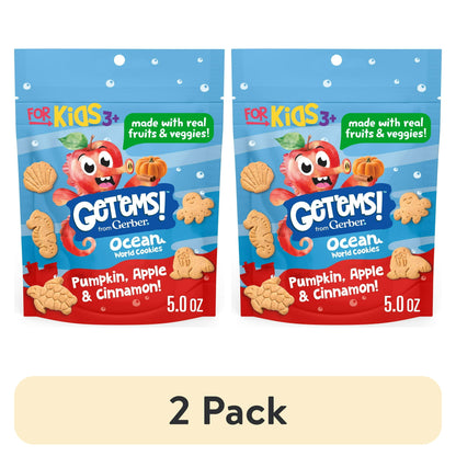 Gerber Get'ems Pumpkin, Apple & Cinnamon Cookies, Kid Snacks Made with Real Veggies & Fruits, 5 oz Bag