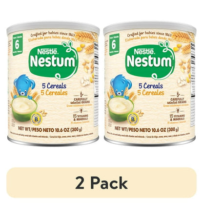 Nestlé Nestum Stage 2 Baby Cereal, 5 Cereals, 10.6 Ounce Canister(2 pack)