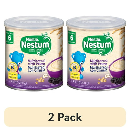Nestlé Nestum Stage 2 Baby Cereal, Multicereal with Prune, 9.5 Ounce Canister (2 pack)