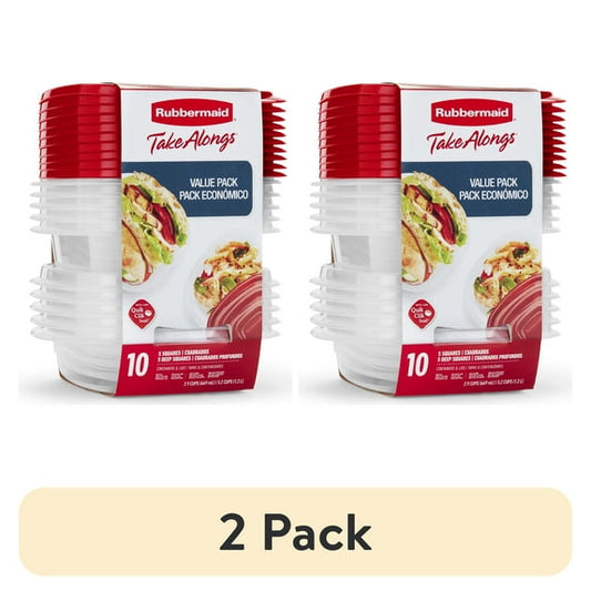 Rubbermaid TakeAlongs Food Storage Containers, Red