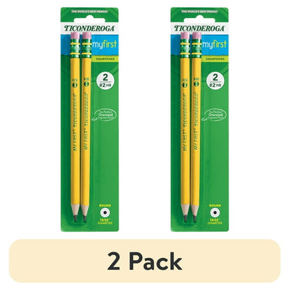Ticonderoga My First Beginner Pencils, Sharpened #2 Lead, Yellow, 2 Count
