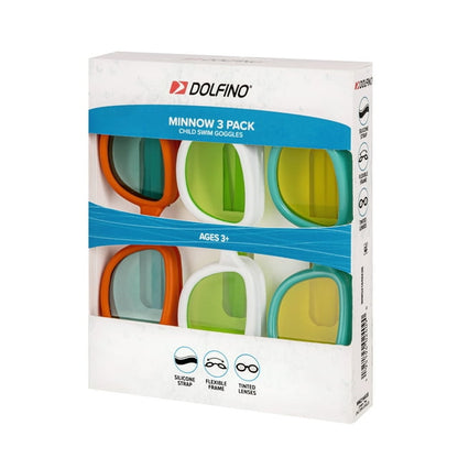 Dolfino Swim Goggle for Children, Multi-Color (3 Pack)