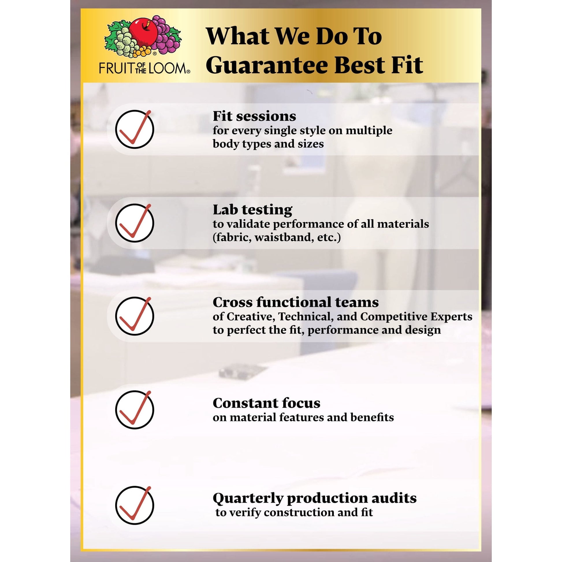 A list of five methods to guarantee best fit, each with a checked icon