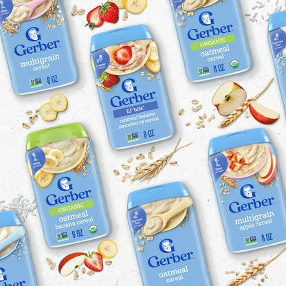 Gerber Stage 3 Baby Food, Oatmeal Banana Strawberry Cereal, Baby Oatmeal Cereal 8 oz