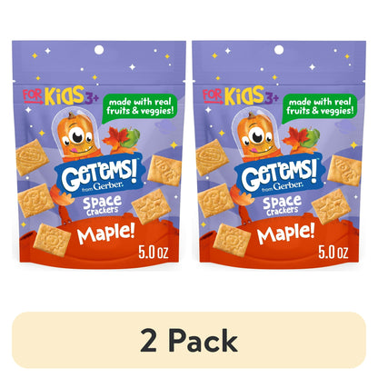 2 pack Maple-flavored space-shaped crackers for kids, 5 oz bag – fun and crunchy snack made with wholesome ingredients.