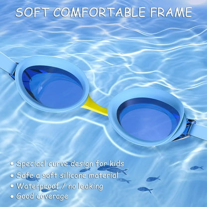 Kids Swim Goggles for Age 3-15 Boys Girls, 2 Pack Swimming Goggles Anti Fog No Leaking Anti Fog Kids Goggles and 2024 Upgraded Design