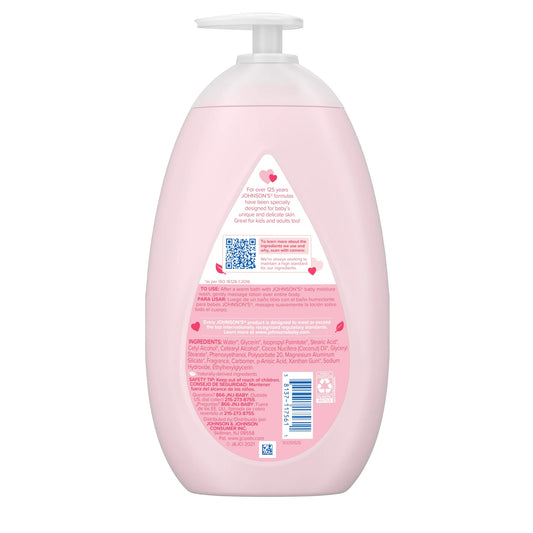 Johnson's Moisturizing Mild Pink Baby Body Lotion, Coconut Oil for Delicate Skin, Hypoallergenic - 27.1 fl oz