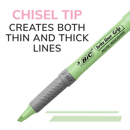 BIC Brite Liner Highlighter, Chisel Point, Assorted Pastel Colors, 6 Count