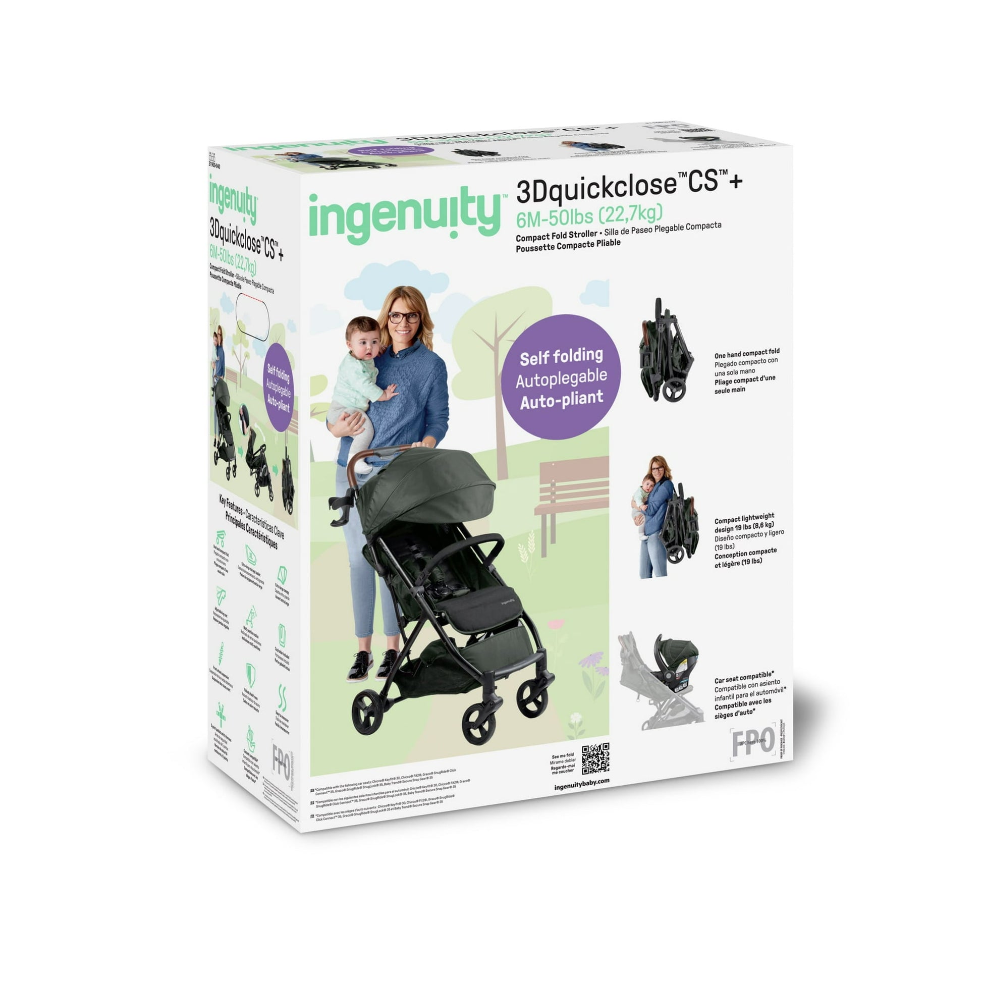 Image displaying a baby stroller with text about it's details