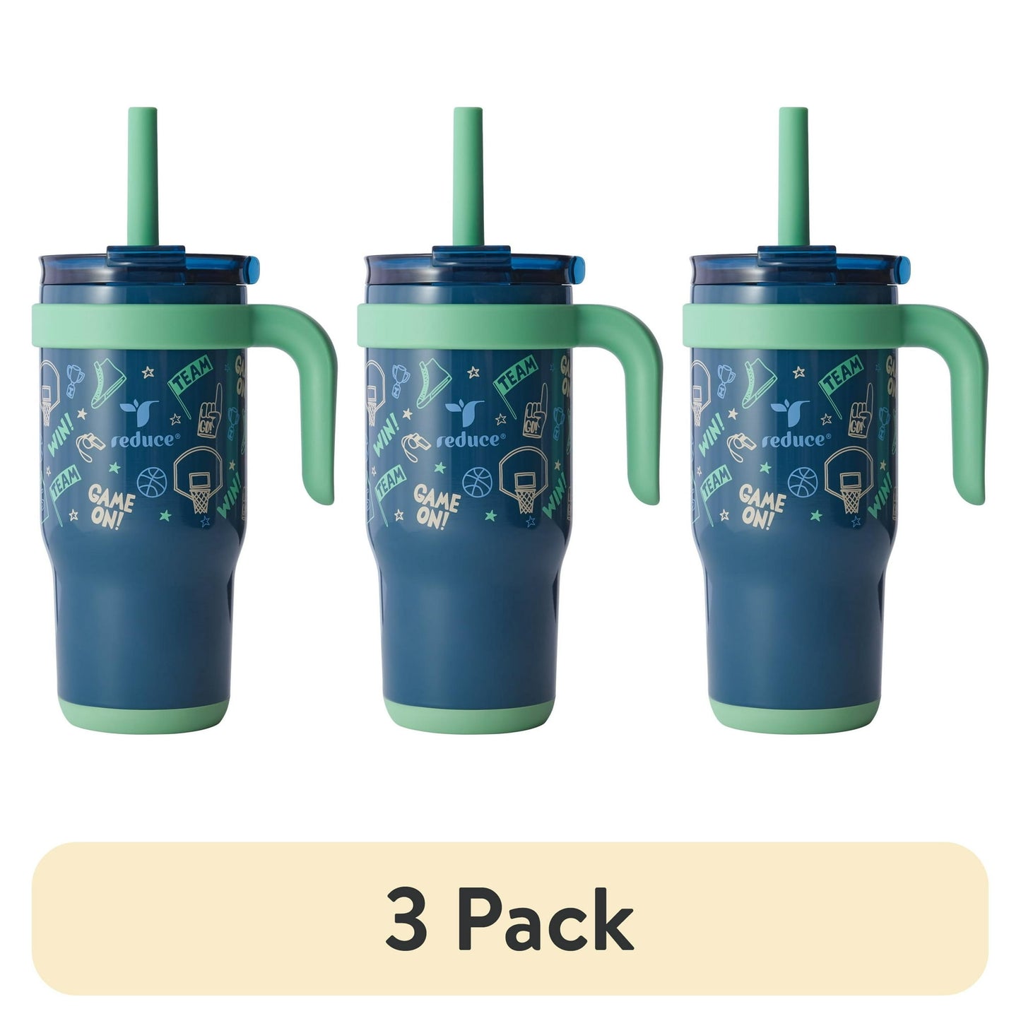 Reduce Coldee Kids Tumbler with Spill-Proof Straw Handle. Insulated Stainless Steel 18 oz