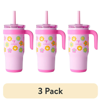 Reduce Coldee Kids Tumbler with Spill-Proof Straw Handle. Insulated Stainless Steel 18 oz