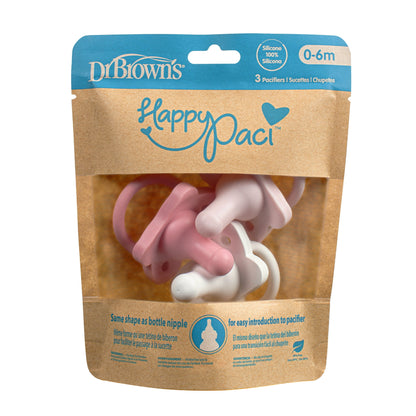 Dr. Brown's HappyPaci 100% Silicone Pacifier 0-6m, BPA Free 3 Pack