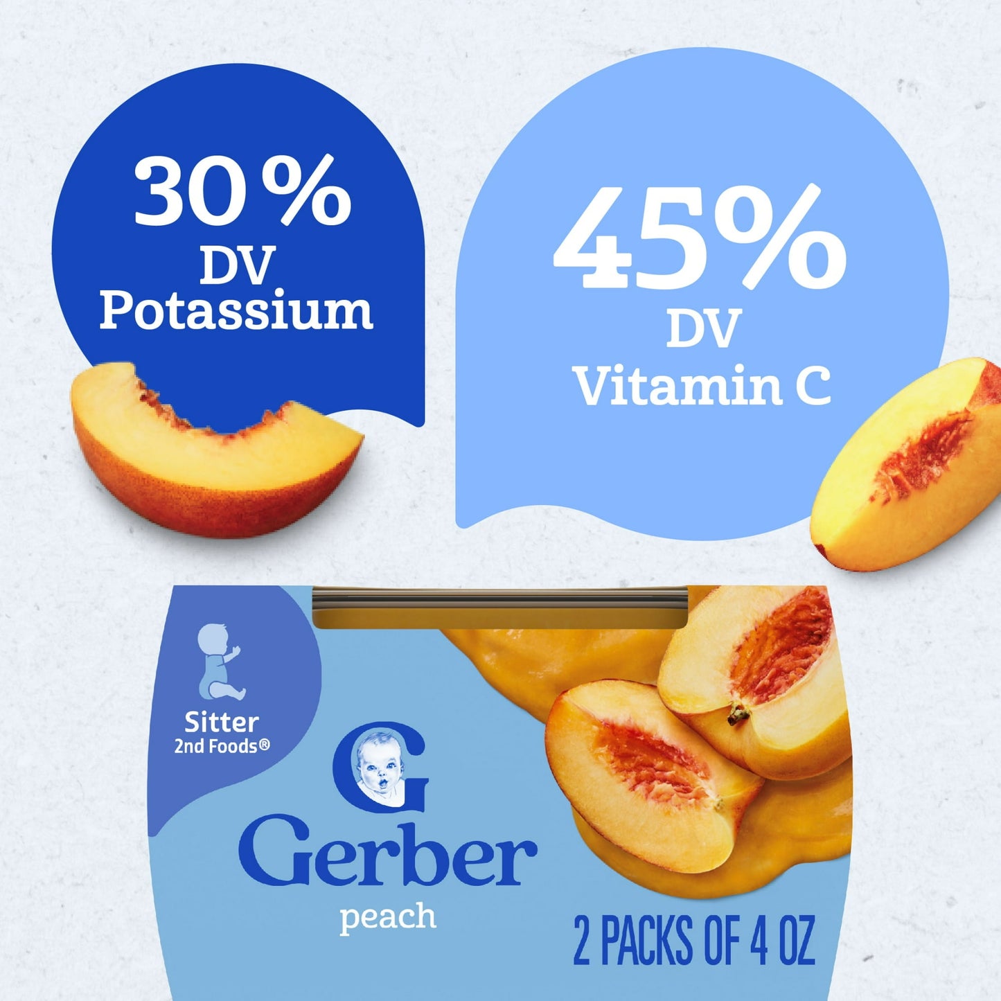 Gerber Stage 2 Baby Food, Peach Puree Tubs, Baby Puree, 2PK 8 oz