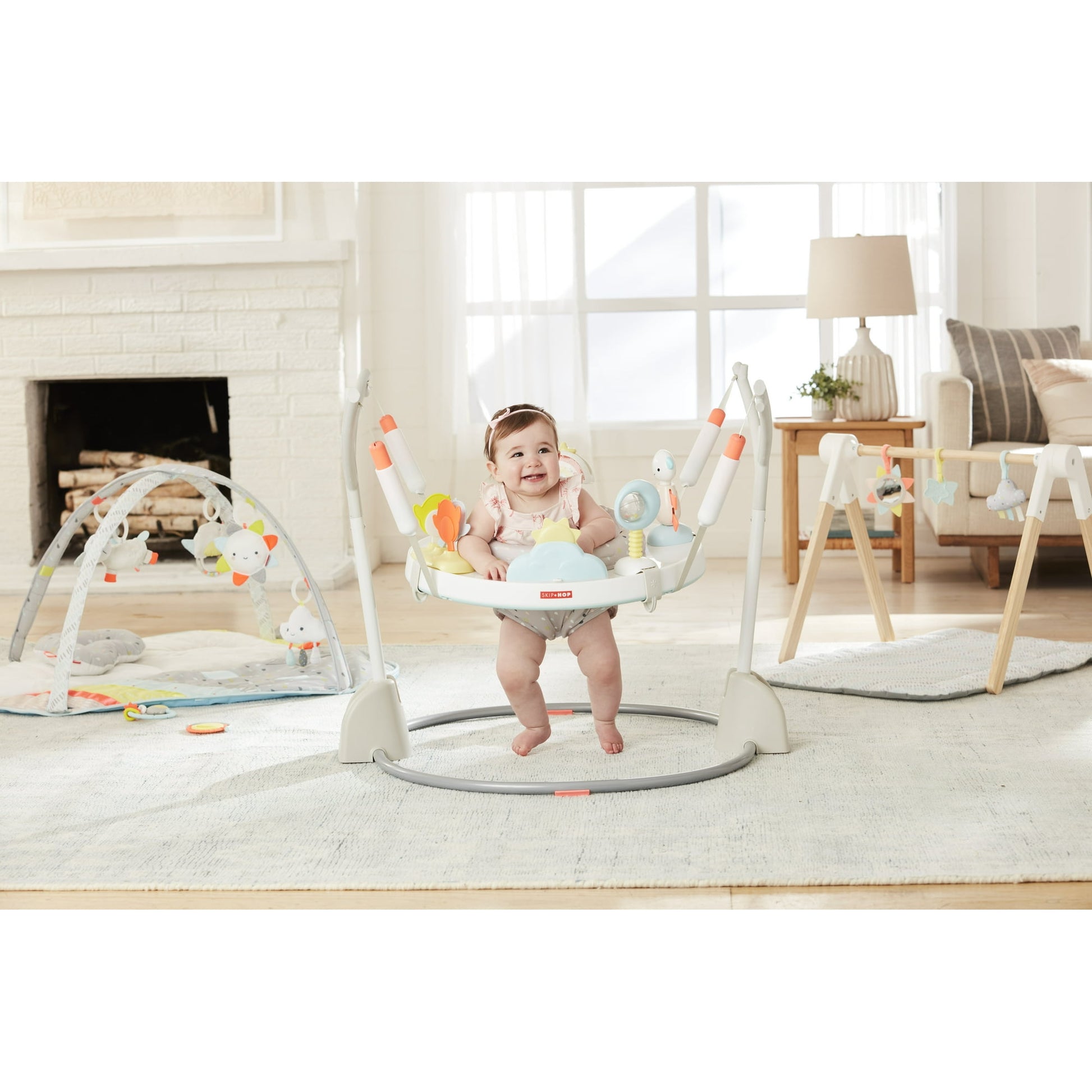 Image displaying a baby in a baby activity jumper