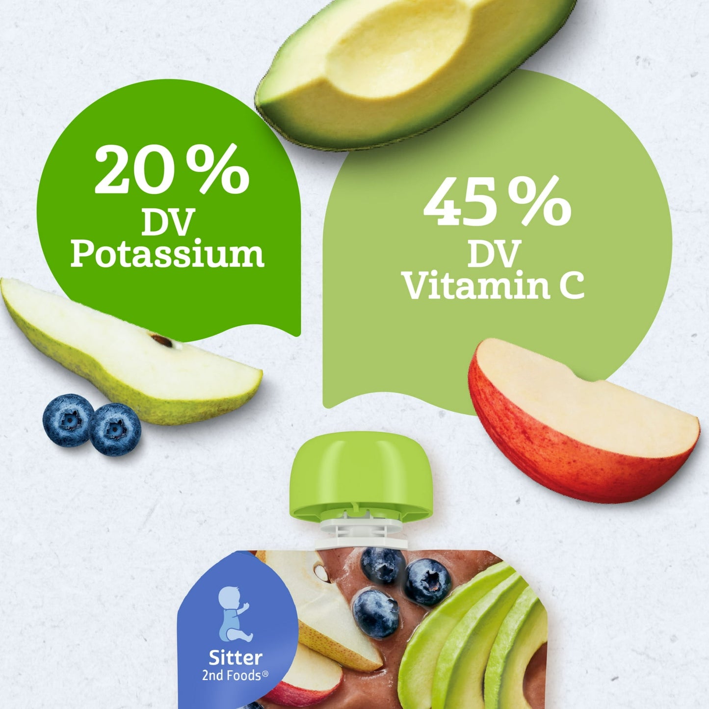 Gerber Stage 2 Baby Food, Organic Pear Blueberry Apple Avocado Puree, 3.5 oz Pouch
