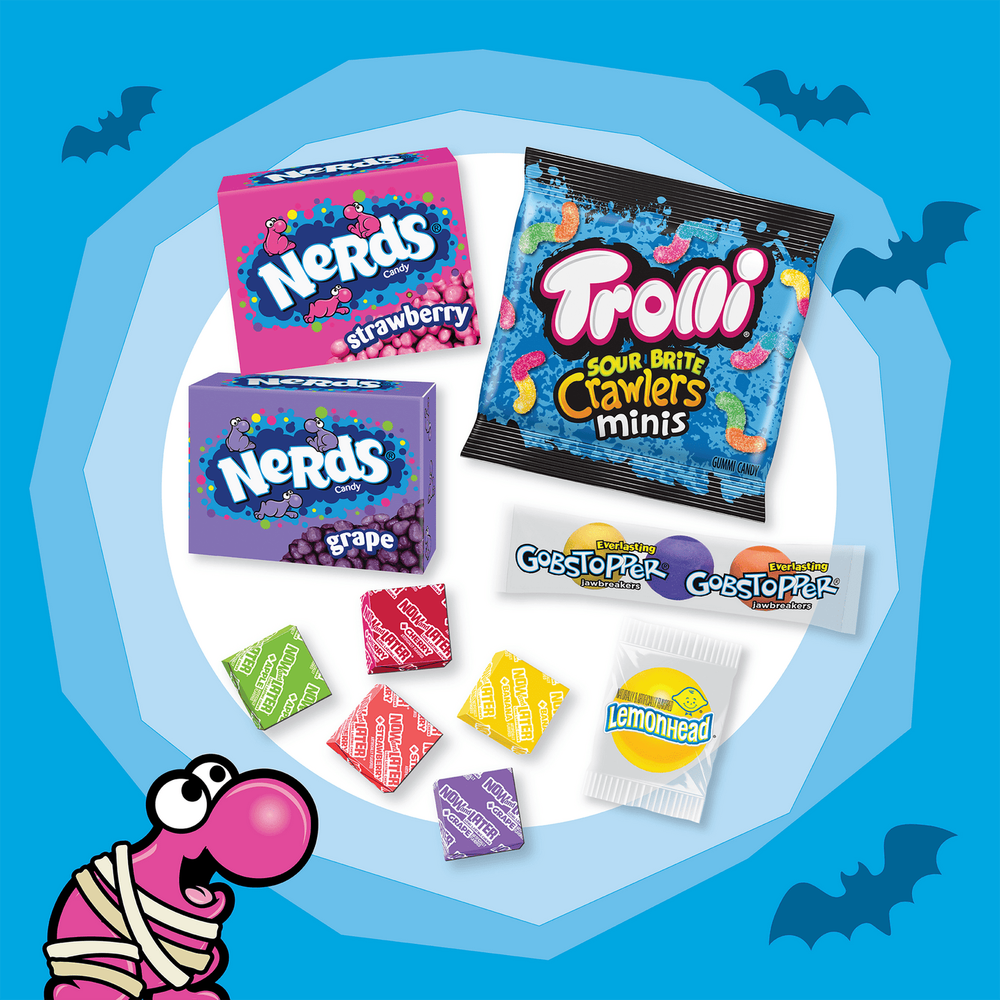 Nerds Halloween Classic Fun Trick-or-Treat Assortment with Nerds, Trolli, Now and Later, Lemonhead, Gobstopper, 200 Pieces, 54-Ounce Bag