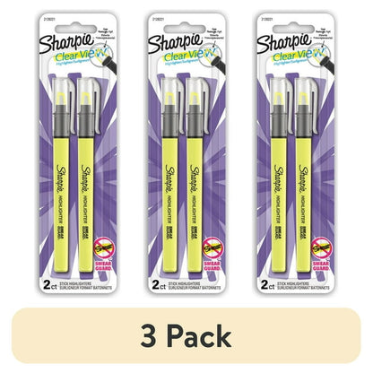 3 pack Set of yellow highlighters for marking and emphasizing text