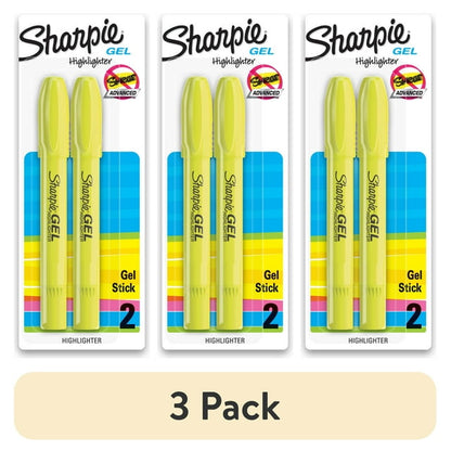 3 pack Set of yellow highlighters for marking and emphasizing text