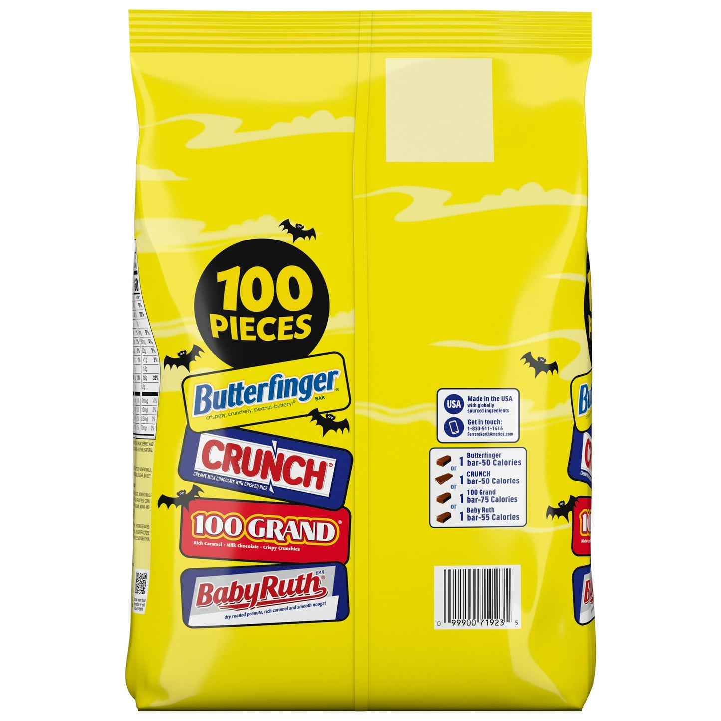 Assorted Chocolate (Butterfinger, Crunch, 100 Grand, Baby Ruth), 100ct Halloween