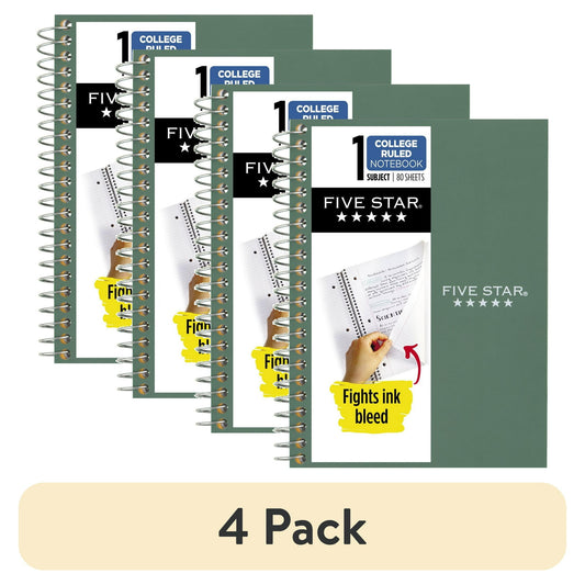 Five Star 1 Subject 7x5 Notebook Green