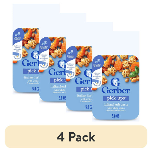(4 pack) Gerber Stage 3 Baby Food, Italian Herb Pasta, Pick-Ups, Baby Led Feeding  5.8 oz