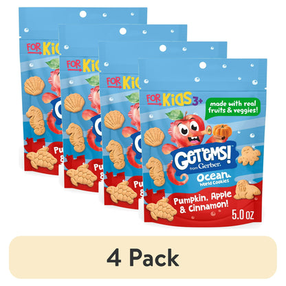 Gerber Get'ems Pumpkin, Apple & Cinnamon Cookies, Kid Snacks Made with Real Veggies & Fruits, 5 oz Bag