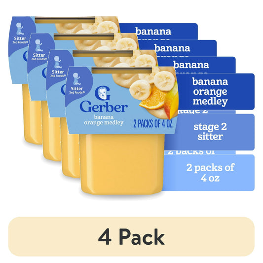 4-pack of banana orange medley baby food tubs – smooth and nutritious puree for infants and toddlers.