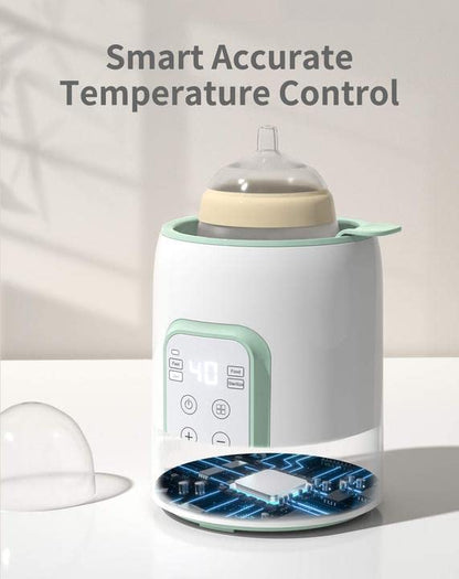 Image displaying a baby bottle warmer/sterilizer and text about it's details