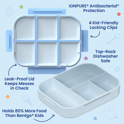Reusable lunch box displayed on a Blue background.