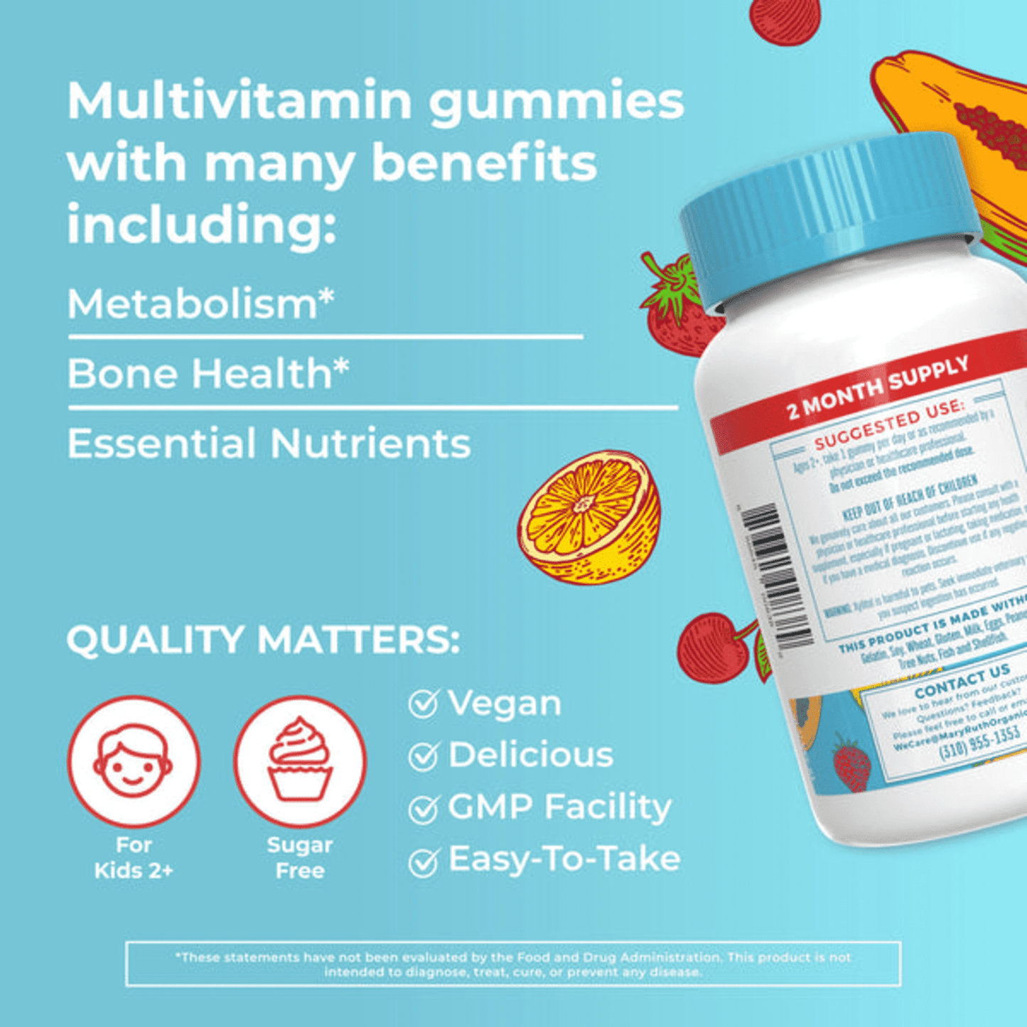 Image showing text about a Daily wellness supplement product for kids