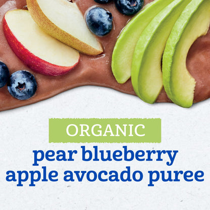 Gerber Stage 2 Baby Food, Organic Pear Blueberry Apple Avocado Puree, 3.5 oz Pouch