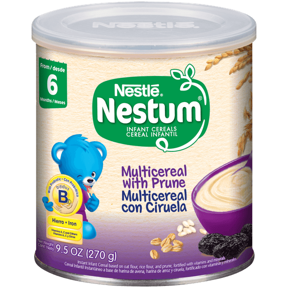 Nestlé Nestum Stage 2 Baby Cereal, Multicereal with Prune, 9.5 Ounce Canister (2 pack)